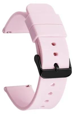 Immagine prodotto di Bracciale in silicone da 22 mm, chiusura a fibbia a scatto, fibbia in acciaio inossidabile nero (rosa)