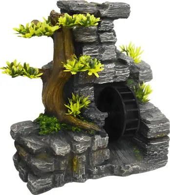 Produktbild von Nobby Aquariendekoration Mauer mit Wasserrad und Pflanzen