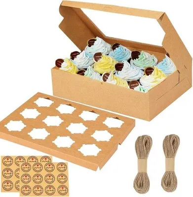 Produktbild von Famanu Cupcake-Boxen mit Fenster - 15 Stück