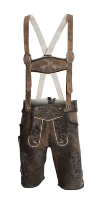Zdjęcie produktu dla Lederhose męskie   Autentyczne tradycyjne spodnie vintage z brązowego zamszu premium 46