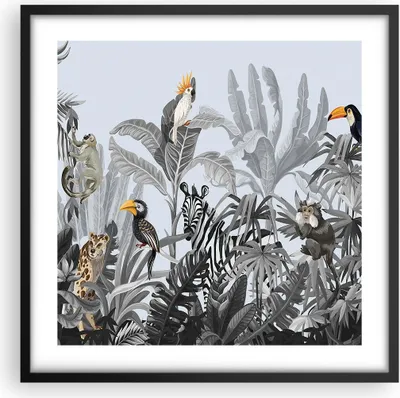 Produktbild von Gerahmtes Poster - Schwarzer Rahmen - Dschungel Tiere Tukane - 50x50 cm - Wand Bild - Wanddeko - Wandbilder - Kunstposter - Wandposter - Bilderrahmen - Bilder - Kunstdruck - P2BAC50x50-4662