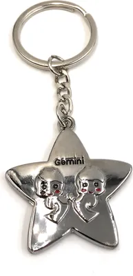 Produktbild von Onwomania Schlüsselanhänger Sternzeichen Tierkreiszeichen Gemini Zwillinge Metall Anhänger Charm