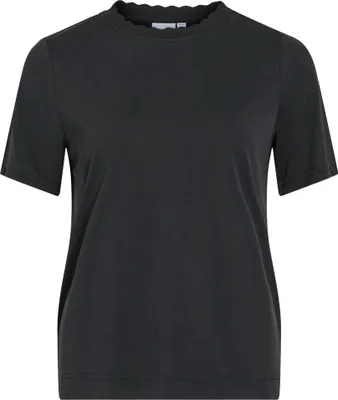 Produktbild von VILA Basic Kurzarm-T-Shirt mit Rundhals Wellensaum Größe: S