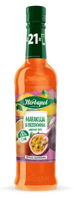Produktbild von Herbapol Maracuja Pfirsich Sirup 420ml - Getränkesirup für Wasser Fruchtsirup