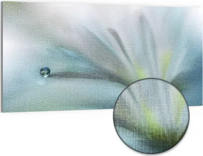 Produktbild von DEQORI Hybrid Leinwand Bild 100x50 cm 'Flüchtiger Tropfen' Wandbild Glas flach modern
