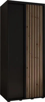 Produktbild von MEBLE KRYSPOL Sapporo 1 Schrank mit 2 Schiebetüren  - 205,2x110x60 cm - Schwarz Schwarz Artisan