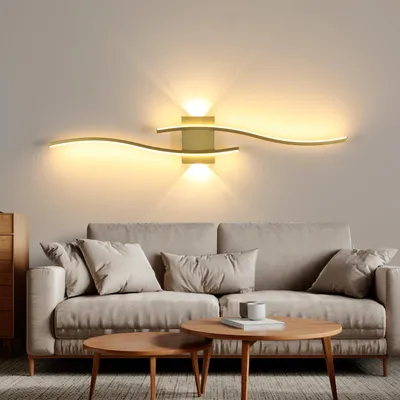 Image de Applique murale LED moderne, dorée, 27W, 3000 lumens