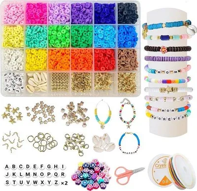 Produktbild von Famanu Bastelset mit 5000 bunten Perlen - Schmuckdesign für Armbänder, Ketten und Ohrringe