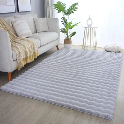 Produktbild von Carpetsale24 Flauschiger Hochflor Teppich Wohnzimmer Einfarbig Hoch-Tief-Struktur Super Weich und Kuschelig Kunstfell Felloptik, Grösse: 80x250 cm
