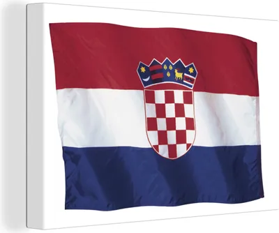 Obrázok produktu pre OneMillionCanvasses® - Obrazy na plátne - 140x90 cm, chorvátska vlajka na bielom pozadí, nástenná umelecká dekorácia - fotografia na plátne - maľba na drevenom ráme