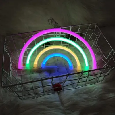 Image de Rainbow LED Light Light Decoration Neon Home Night Light Decor Wall Decoration Lights, Battery Powered Bedroom Children's Room Cadeau Noël Wall Art Decoration