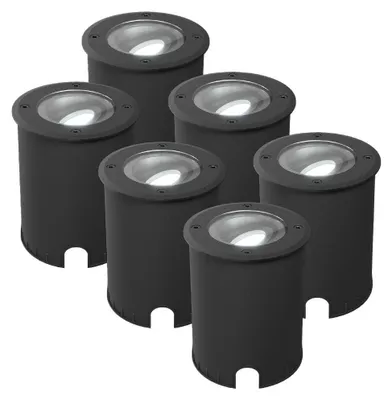 Produktbild von hoftronic LED-Bodeneinbaustrahler 5W 6500K IP67 Schwarz 6er Set