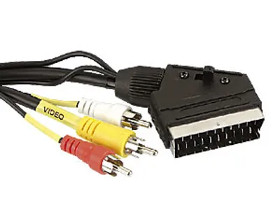 Produktbild von ShiverPeaks S/CONN maximum connectivity Video Scart Cinch Kabel-Scart-Stecker mit Schalter auf 3 Cinchstecker (Camcorder), stereo (Y / R / W ) 2,0m (98034)