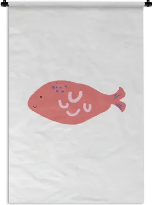 Produktbild von MuchoWow® Wandteppich Wandbehang Pastell - Fisch - Rosa 90x135 cm Tapisserie Dekoration Wandtuch - Baumwolle - Wandskulptur