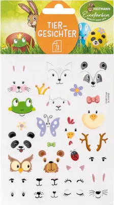 Produktbild von Oster Aufkleber Set Sticker Tiergesichter Ostereier verzieren Kinder 2 Bögen