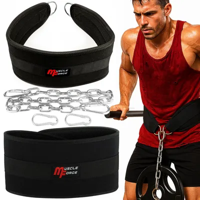 Image de Ceinture de lestage dips - Chaîne en acier 80 cm - Capacité 240 kg - Pull-ups et dips - Néoprène