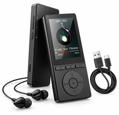Produktbild von MP3 Player 32GB, Tragbarer Musikplayer mit Bluetooth 5.0, 2,4 Zoll Farbdisplay, MP4 Videoplayer, FM-Radio, Diktiergerät und HD-Lautsprecher