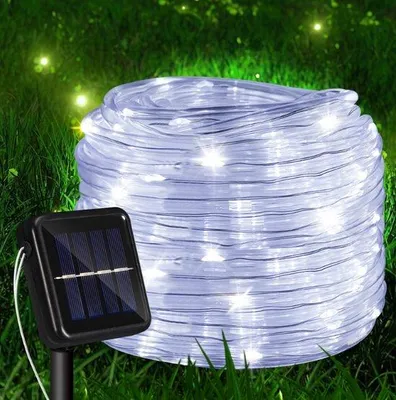 Produktbild von Solar Außenbeleuchtung mit Solarbetrieb - 200 LED Lichterkette draußen - 20 m - Weihnachtslicht - Außenbeleuchtung Lichtschalter - Lichterketten - weiß 20M