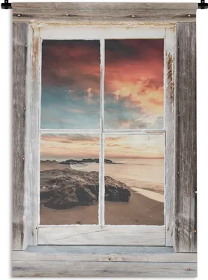 Produktbild von MuchoWow® Wandteppich Wandbehang Durchblick - Holz - Strand 90x135 cm Tapisserie Dekoration Wandtuch - Baumwolle - Wandskulptur