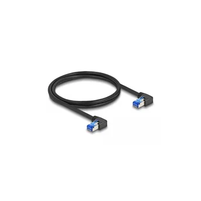 Produktbild von Delock - Patch-Kabel - RJ-45 (M) rechtwinklig zu RJ-45 (M) rechtwinklig - 1 m - 6 mm - S/FTP - CAT 6a - geschirmt, halogenfrei - Schwarz