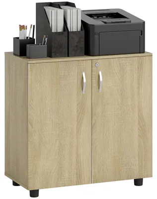 Produktbild von Mehrzweck-Bš¹roschrank mit Schloss, 2 Tš¹ren und Einlegeboden, 80 x 40 x 80 cm, Eiche
