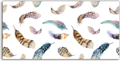 Produktbild von Coloray - Glasbild - 100x50 cm - Wandbild - Glasbilder - Foto Bild Federn braun und blau groß