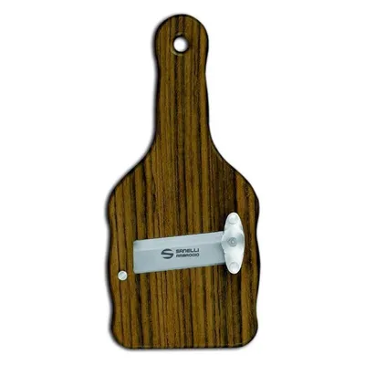 A truffle slicer made of Ovangkol wood with a metal blade.
