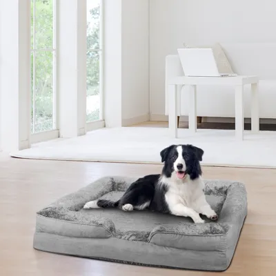 Produktbild von Hundebett Hundekissen Haustierbett Hundesofa für große Hunde 106x80x20cm Grau