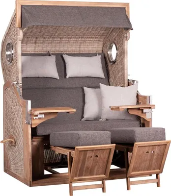 Produktbild von TRENDY by deVries Strandkorb "TRENDY PURE GREENLINE 175XL" PE ant. wh. Des. 753, Größe 135 x 90 x 165 cm