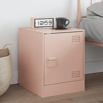 Image de vidaXL Table de nuit rose 34,5x39x44 cm acier