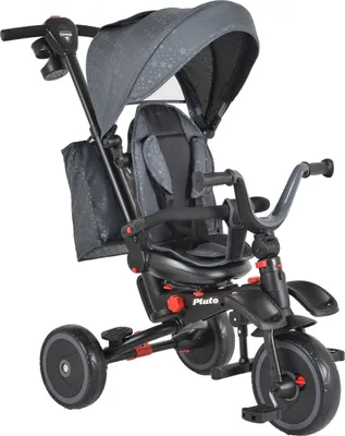 Produktbild von Byox Dreirad Tricycle Pluto, faltbar, EVA-Reifen, Schiebestange, Sitz drehbar grau