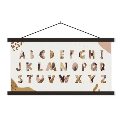 Produktbild von MuchoWow® Textilposter Alphabet - Zitate - Kinder - Kinder - Baby 150x75 cm mit schwarzem Rahmen - Posterleiste