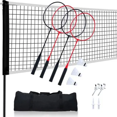 Produktbild von Famanu Badmintonset Tragbare Outdoor-Ausrüstung - Komplettset für Garten und Strand