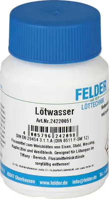 Produktbild von FELDER Lötwasser, flüssig, für Kupfer Messing Stahl, pH 5, 100ml
