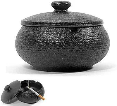 Produktbild von aschenbecher mit deckel für draußen aschenbecher aschenbecher mit deckelaschenbecher für draussen aschenbecher groß aschenbecher keramik schwarz