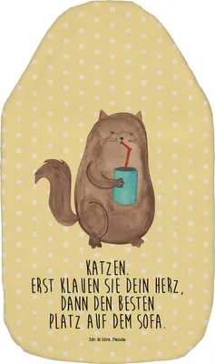 Produktbild von Mr. & Mrs. Panda Wärmflasche Katze Dose - Gelb Pastell - Geschenk, Cats, Katzen, Bezaubernd, Cat, Wärmflaschen, mit Bezug, Katzenfutter, Wärmekissen, Bettflasche