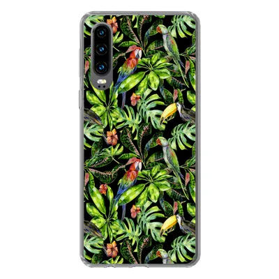 Produktbild von MuchoWow® Handyhülle Schutzhülle Hülle für Huawei P30 Vögel - Tropisch - Muster Silikon Softcase Handy Hülle - Kartenbesitzer