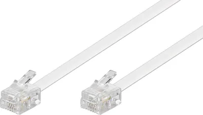 Produktbild von Telefonkabel (Modularkabel), weiß Kupferkaschierter Aluminiumleiter (CCA), RJ11-Stecker (6P4C) > RJ11-Stecker (6P4C)