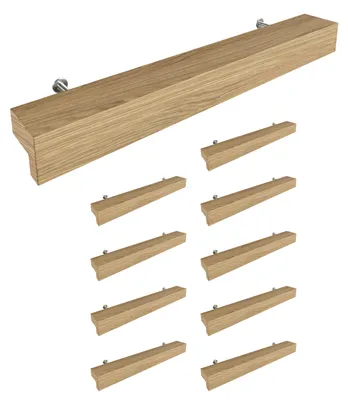 Produktbild von Sossai Holz Möbelgriffe aus Eiche | GAH01 | Lochabstand 128mm, Länge 188mm, 10 Stück