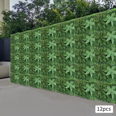 Obrázok produktu pre Umelo vytvorená živá stena z trávy - 12 panelov, 40x60 cm - Vodotesný materiál PE - Hustá stena listov pre vonkajšie dekorácie a podujatia - Zelená