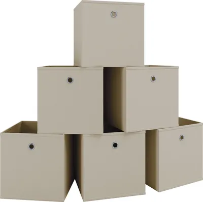 Produktbild von VCM 6er Set Faltbox | Klappbox Stoff Kiste | Faltschachtel | Maße ca. H. 28 x B. 27 x T. 27 cm | Regalbox - Boxas