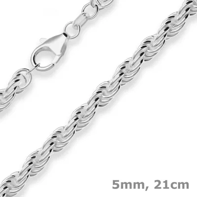 5mm-Armband-Kordelkette-massiv-aus-925-Silber-21cm