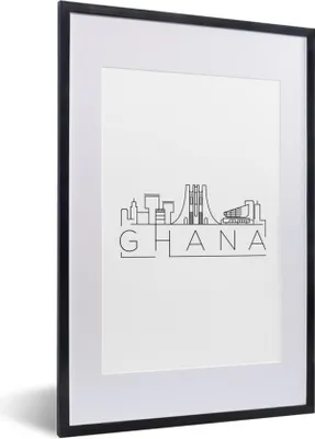 Produktbild von MuchoWow® MuchoWow® Gerahmtes Poster Skyline "Ghana" schwarz auf weiß 40x60 cm - Poster mit zchwarzem Bilderrahmen - Poster in Rahmen