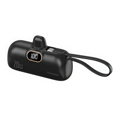 Produktbild von Mini Powerbank 5000mAh für iPhone – PD Fast Charge, USB-C Anschluss, LCD-Display, kompatibel mit iPhone 17/16 Serien