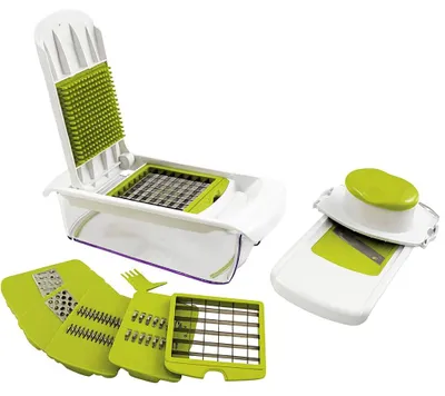 Multifunktions-Mandoline 7-in-1 mit 7 Einsätzen, Gemüseschneider
