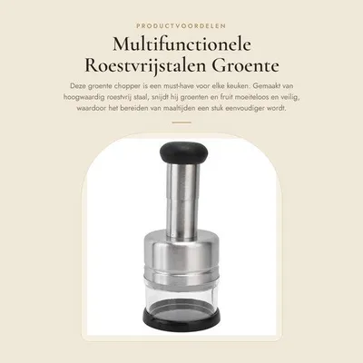Image de Hachoir pour végétariens - Coupe-légumes multifonctionnel - Lames en acier - Ustensile de cuisine pratique - Poignée antidérapante - Durable et sûr