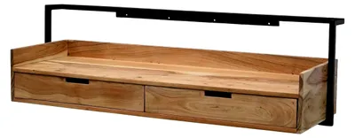 Produktbild von Wandschreibtisch aus Akazienholz mit 2 Schubladen - Hängender Design-Schreibtisch mit Stauraum