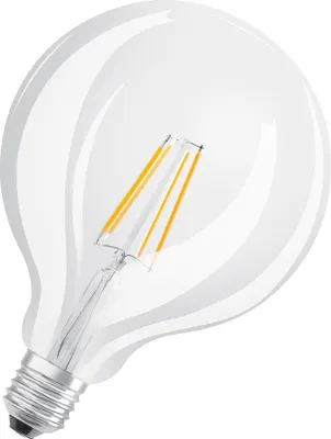 Immagine prodotto di Lampade LED OSRAM, forma classica a sfera, 60 watt di ricambio, E27, G125, 2700 Kelvin, bianco caldo, vetro trasparente, confezione singola