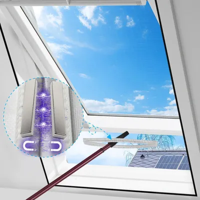 Productafbeelding van Vliegenhor voor dakraam, insectenbescherming met magnetische sluiting, op maat te snijden, wit, 130x150 cm