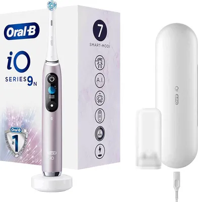 Produktbild von Oral-B iO Series 9N, Erwachsener, Vibrierende Zahnbürste, Tägliche Pflege, Tiefenreinigung, Zahnfleischpflege, Sensibel, Whitening, Rose, 2 min, Rund